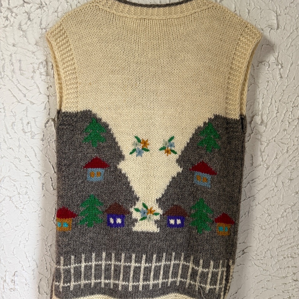Vintage Lambswool Folk Art Sweater Vest Cottagecore - Picture 6 of 9